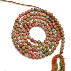 Unakite Faceted 2MM Micro Round Beads| 13&quot; Length| Unakite Jewelry Necklace Beads, Unakite Micro Round, Embroidery Work Beads