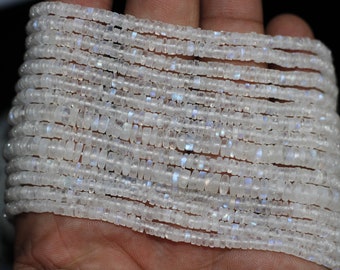 Rainbow Moonstone Heishi Beads, 3.5-4mm Gemstone Tyre Beads, 13 Inch Strand, Loose Gemstone, Wholesale Price Gemstone