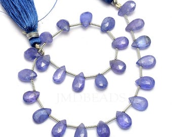 AAA Tanzanite Pear Briolette Beads, Purple Blue Teardrops, 9 Inch, Jewelry making Beads, Briolette Beads, Wholesale Price natural Beads
