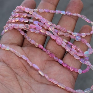 Pink Ethiopian Opal Beads Nugget Shape Semi Precious Gemstone