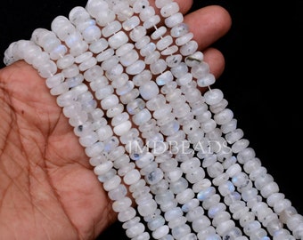 Natural White Moonstone Faceted Rondelle Beads 8mm Faceted Genuine Semi-Precious Gemstone Beads, Gift for Mother