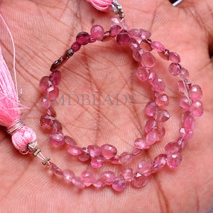 Pink Tourmaline Faceted  Heart Beads| AAA| Length 4 Inch | Stone Size 4 MM Approx| Wholesale Beads| Pink Tourmaline Heart Faceted Beads