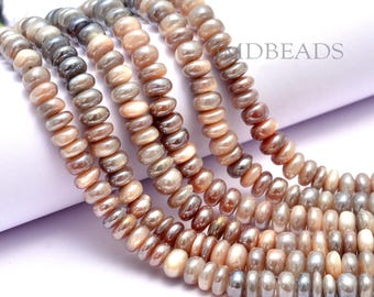 Goldshine Moonstone Smooth Rondelle Beads, length 8 inch, 6mm, 7mm, 8mm Approx, DIY Jewelry Making Craft, AAA+ quality,