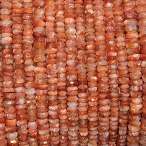 AAA Natural Sunstone Faceted Rondelle Beads 4mm 5mm 13&quot; Strand