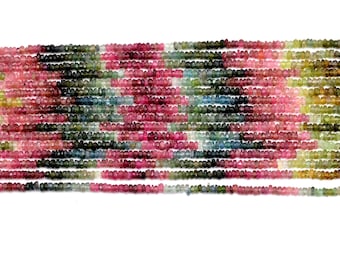Natural Handmade Tourmaline Gemstone Beads, 3.5mm Approx, Rondelle Faceted, 13 Inch, Jewelry Making Craft, Wholesale Price