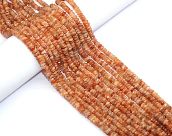 Sunstone Rondelle Faceted Beads, 4mm 5mm approx,  13" Strand, AAA Quality, wholesale price, Diy jewelry making craft, Semi precious gemstone