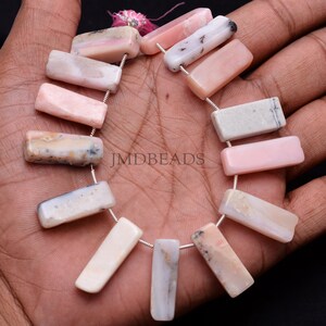 Pink Opal Beads, Rectangle Baguette Beads| Size 9x19MM-9x25MM Approx| Length 7&quot; | Genuine Natural Rare Pink Opal Bars Baguette Beads