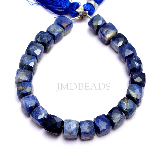 Natural Sodalite Cube Box Faceted Beads Strand Length 6.5Inch Stone Size 8MM Approx Sodalite Cube Beads Sodalite Box Beads Gift For Mother
