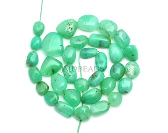 Chrysoprase Nugget Beads, Smooth Green Gemstone, 16 Inch Strand, Free Far Size, natural stone beads, semi precious beads, healing crystal