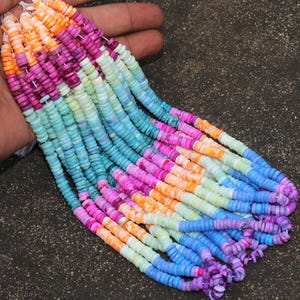 Multi Rainbow Opal Gemstone Smooth Heishi Beads, Rainbow Opal Multi Shaded, Semi-Precious Gemstone, Gift for Mother