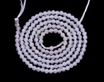 Faceted White Rainbow Moonstone Beads: 2.25mm Gemstone Beads, 13 Inch Strand