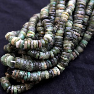 Emerald Gemstone Beads, Heishi Shape Length 16&quot;, 5MM 6MM 7MM 8MM Beads , Jewelry Making Crafts
