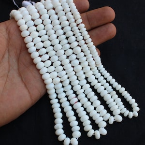 Gorgeous Egg White Opal 8mm Beads, White Opal Smooth Rondelles, Personalized Jewelry Beads, October Month Birthstone Beads