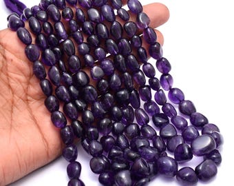 Genuine Blue Amethyst Smooth Nuggets Gemstone Jewelry Making, Length 16 Inch, 6x8~9x11 gradually, AAA Quality, Wholesale Price