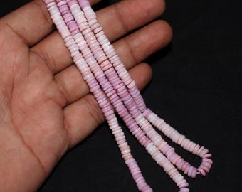 Pink Shaded Opal Smooth Heishi Disc Beads, Genuine Pink Opal Shaded Beads, Handmade DIY Personalized Jewelry Beads