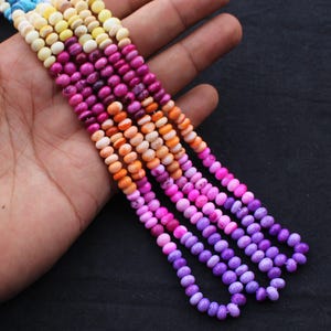 Rainbow Shaded Opal Beads for Jewelry Making, Smooth Rondelle Beads
