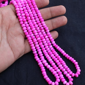 Smooth Dark Pink Opal Gemstone Rondelle Beads, Length 16 Inch, Size 8MM 9MM Approx, Jewelry Making Craft supply, Gift for Mother