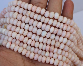 Baby Pink Opal smooth Rondelle Beads, 8-9mm Gemstone Jewelry Making, 16", diy Jewelry Making Craft, wholesale price