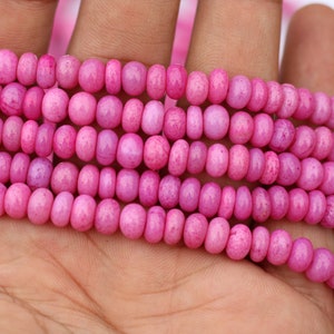Beautiful Magenta Pink Opal Beads, Smooth Rondelle Beads, Pink opal smooth beads, AAA Quality Opal Beads, JMDBEADS