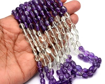 Green Purple Amethyst Gemstone Beads, Smooth Nuggets, 16 inch, 6~7mm Approx, AAA Quality, Wholesale Price, Jewelry making Beads