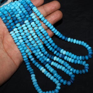 Shaded Blue Opal Beads, Smooth Rondelle, Plain Opals, DIY Jewelry Making Craft Beads, Gift for Her Wholesale Opals