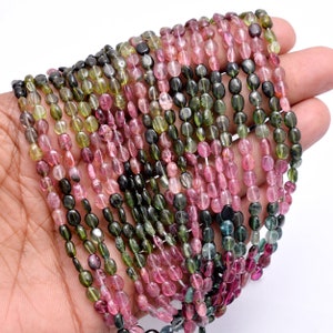 Multi Tourmaline Beads: Smooth Oval Gemstone Jewelry Making (4x6mm)