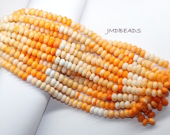 Shaded Orange Opal Smooth Rondelle Beads 7mm 8mm • Natural Gemstone Spacer• 16" Strand for Jewelry Making • Bulk Wholesale Supplies