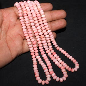 Hot baby roze opaal gladde rondelle kralen, 6,5 tot 7 mm opaal edelsteen handgemaakte kralen, AAA-kwaliteit opaal kralen sieraden maken