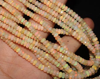 AAA+ Yellow Fire Ethiopian Opal Faceted Gemstone Beads, 16", 3~5mm Approx, Gift for Mother, 40 Cts Line, Jewelry Making Beads