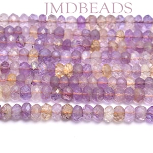 Ametrine Rondelle Faceted Beads, Strand Length 13 Inch, Stone Size 7 MM Approx, Wholesale Beads, Ametrine Rondelle Faceted 7MM Beads