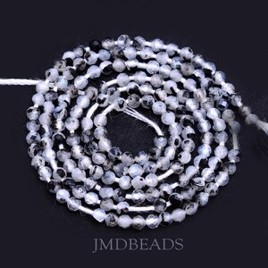 Tiny Micro Seed Tourmaline Treated Quartz 1.50MM Round Faceted Bead| 13" Length| Tourmaline Treated Micro Faceted Beads|