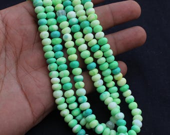 Light Green Opal Gemstone Beads Smooth Rondelle DIY Jewelry Making Craft, Semi-Precious, Wholesale Opals