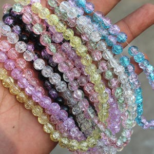 7 Strands  Crackle Glass Beads, 8MM, Crackle glass bead, Jewelry Making Glass Beads (7 strands of 16 inches length