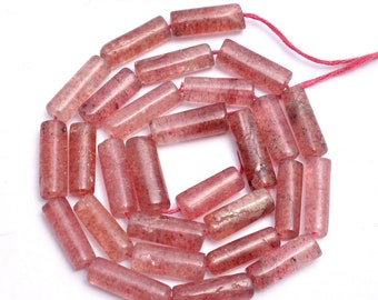 Strawberry Quartz Tube Shape Smooth Beads, Length 16", Size 5x14 MM Approx, Strawberry Quartz Pipe Beads, Strawberry Quartz Cylinder Beads