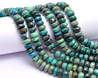 Cuentas redondas de crisocola auténticas naturales, tira lisa de 9 mm, 16,5 cm, piedras semipreciosas, AAA, precio al por mayor.