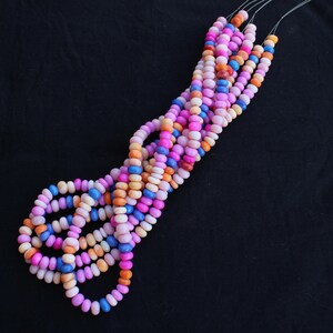 Collar de cuentas de caramelo de discoteca arcoíris multicolor, cuentas redondas lisas, cuentas de piedras preciosas de ópalo de 7 mm, amantes de los cristales de joyería AAA genuinos de grado