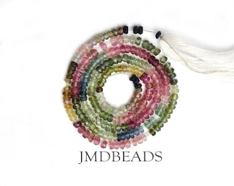 Watermelon Tourmaline 3mm Faceted, bulk gemstone beads, 13" Length, Jewelry Making Craft, semi precious beads, natural stone beads