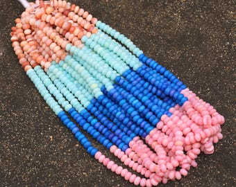 Multi Color Opal Rondelle Beads for Jewelry Making Supplies, AAA Quality, Smooth Rondelle Beads, 16 inch opal strand, 6.5-7mm approx