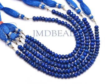 Perle di lapislazzuli blu, perle rondelle sfaccettate, filo da 6,5 pollici, 5 mm 6 mm 7 mm, qualità AAA, per la creazione di gioielli fai da te, prezzo all'ingrosso