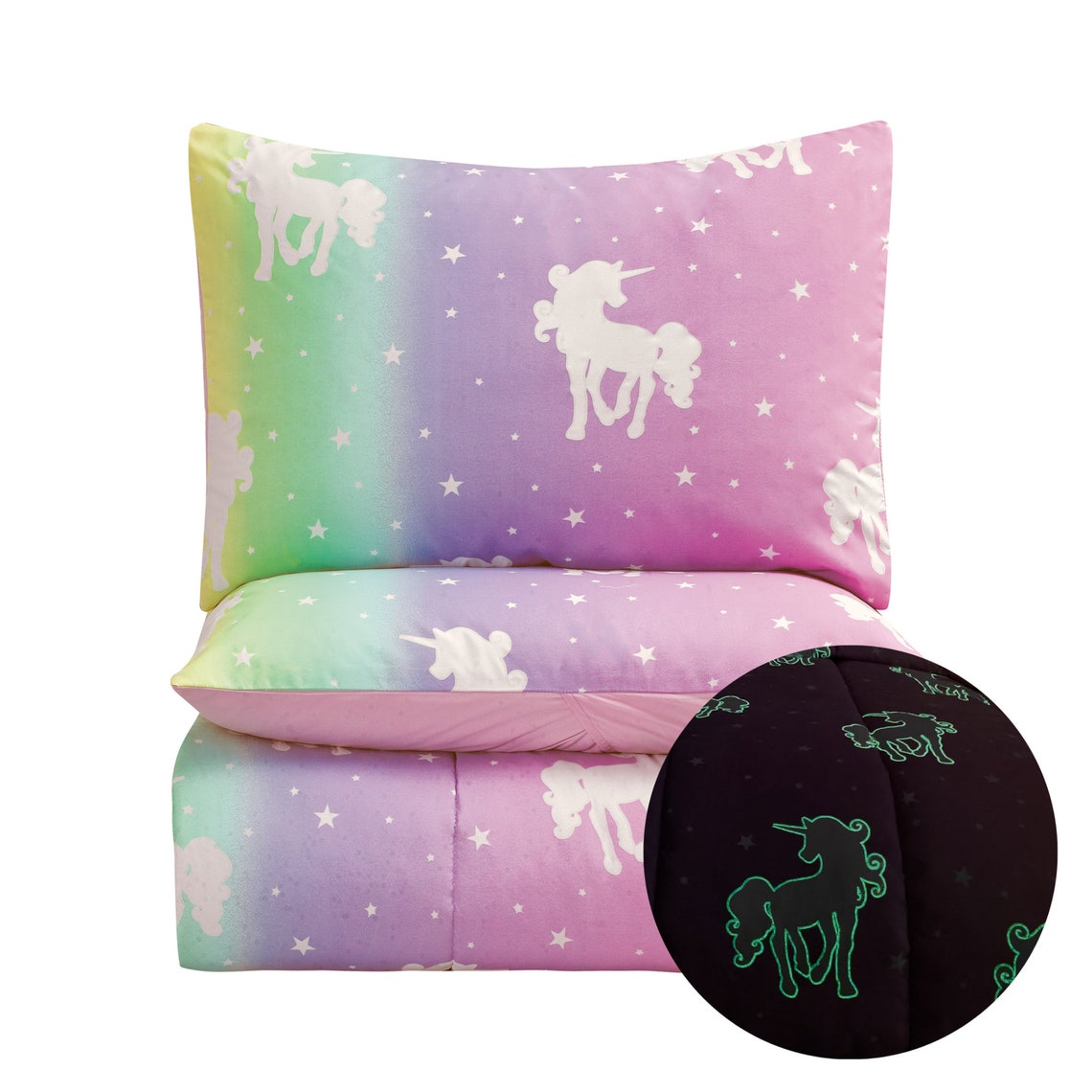 Unicorn Glow in the Dark Bedding Set Girl's Unicorn Bed Etsy