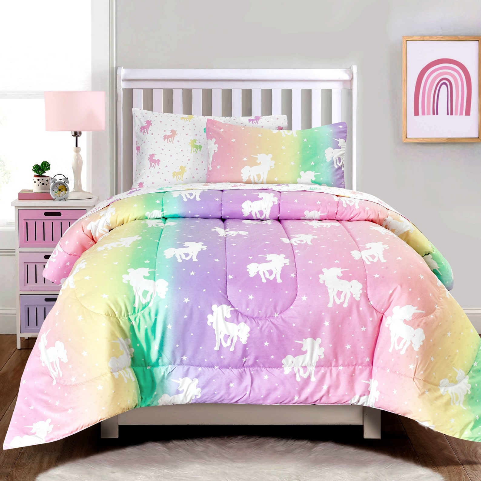 Unicorn Glow in the Dark Bedding Set Girl's Unicorn Bed Etsy