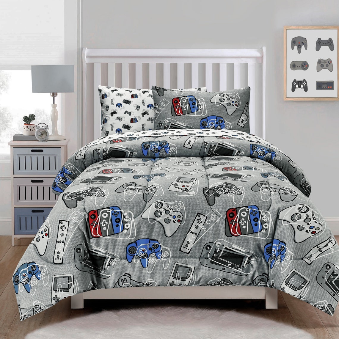 Gamer Glow in the Dark Bedding Set Boys Gamers Bed Sets Etsy
