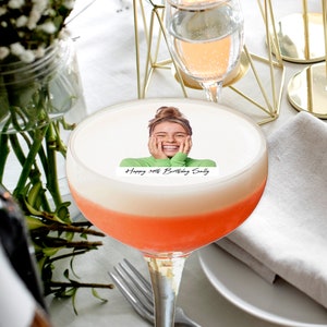 Personalized happy birthday photo cocktail topper - set of 24 pre-cut pieces