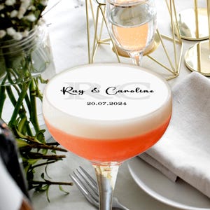Personalized Edible Wedding Drink Toppers with Monogram, Names and Date
