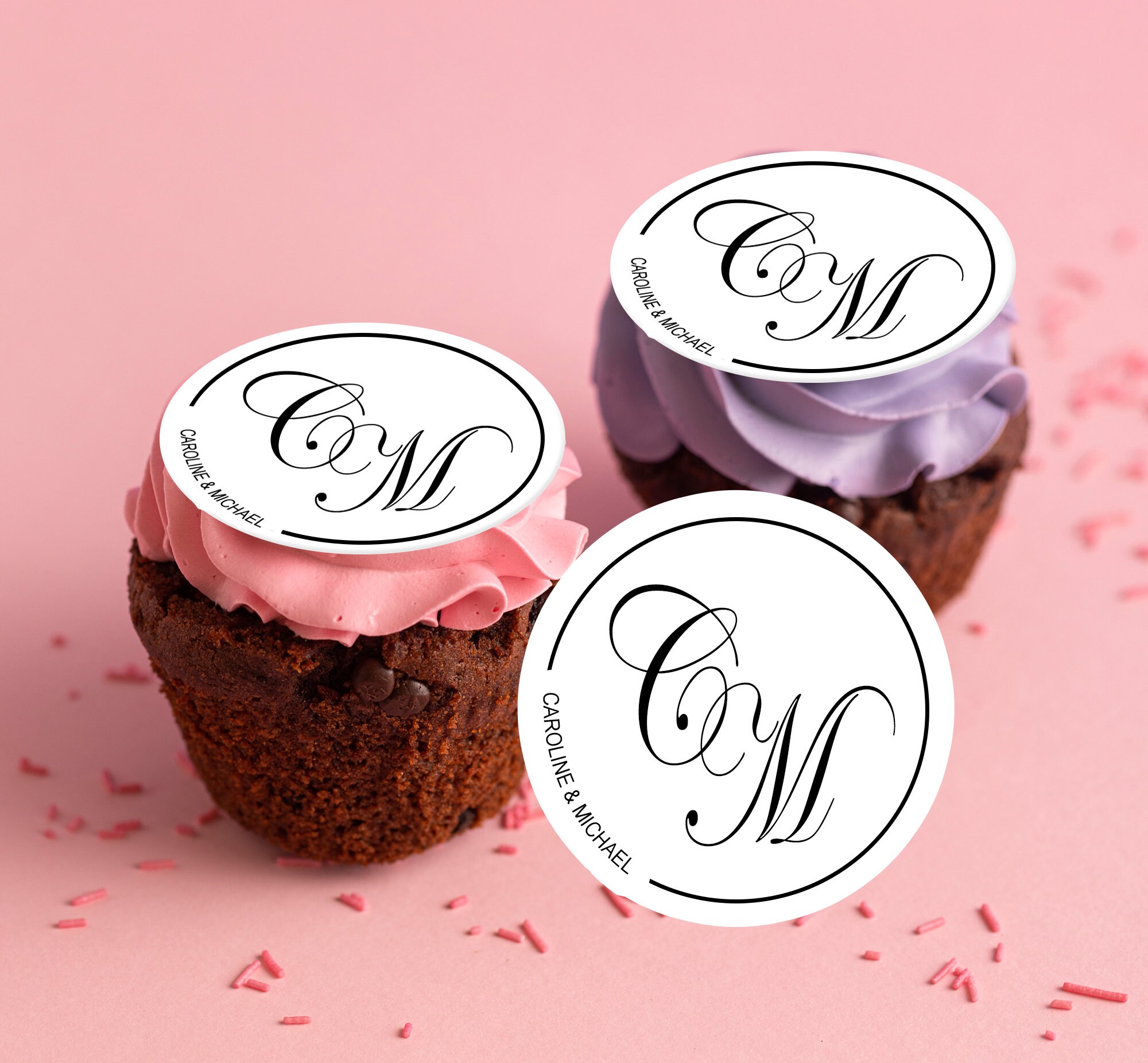 Customized Initials Raisins Custom Edible Wedding Couple's Initials and Names Cupcake Cookie Drink ...