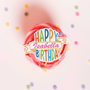 Custom Pre-Cut Edible Sugar Paper Birthday Toppers for Cakes, Cupcakes & Cookies