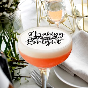 Quote &quot;Making Spirits Bright&quot; Edible Drink Cocktail Mocktail Coffee Toppers