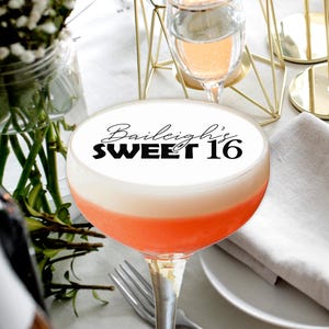 Custom Edible Sweet 16 Birthday Cocktail Drink Topper