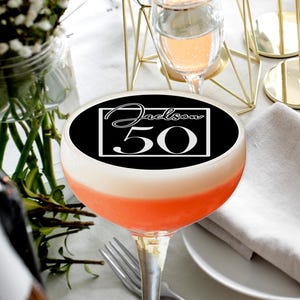 Edible Birthday Cocktail Mocktail Coffee Drink Toppers with Custom Name and Age