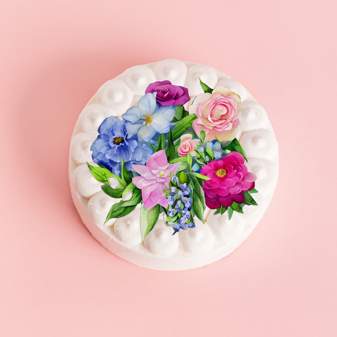 Custom Precut Edible Flower Bouquet for Birthday Cake Etsy